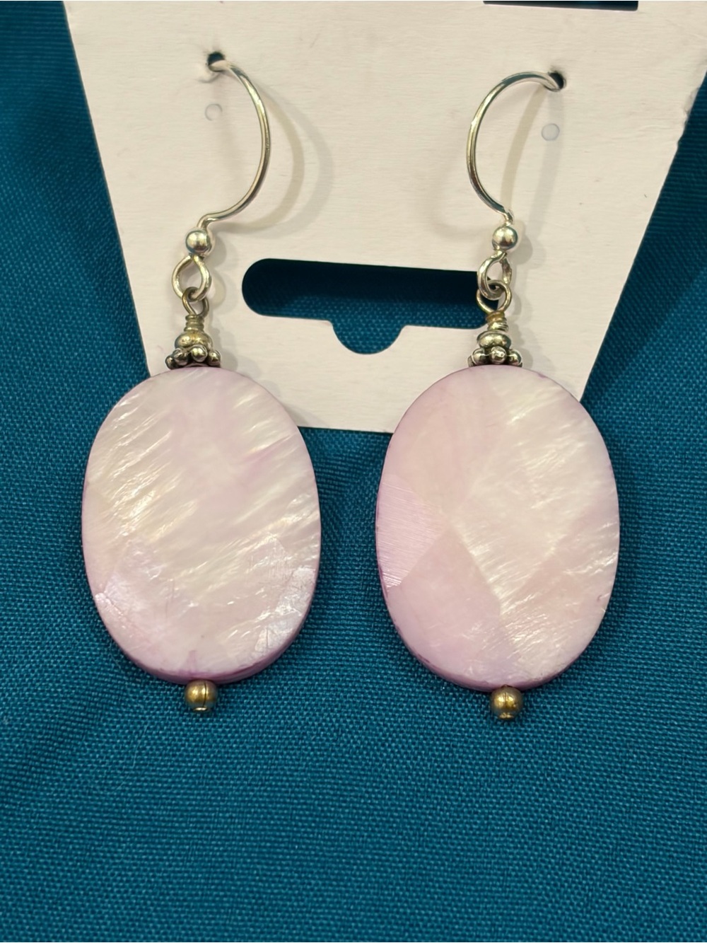 Purple Mother of Pearl Drop Earrings With Silver Hdwe. - Women's Jewelry
